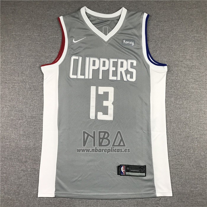 Camiseta Los Angeles Clippers Paul George NO 13 Earned 2020-21 Gris